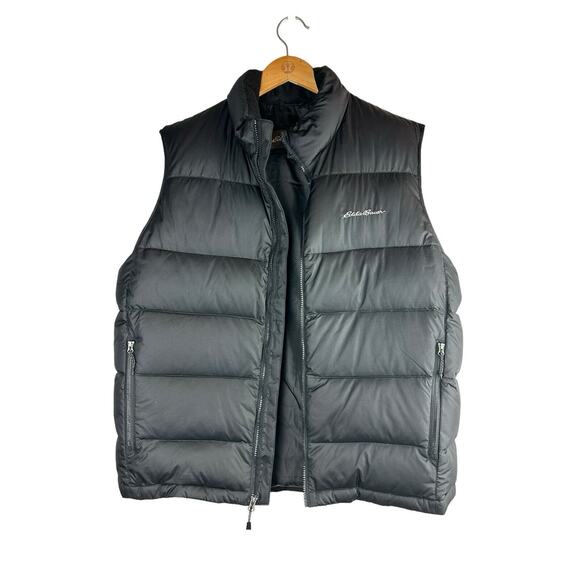 Eddie Bauer Black Goose Down Puffer Vest Full Zip Quilted EB650 Men's Size Large - Picture 2 of 8